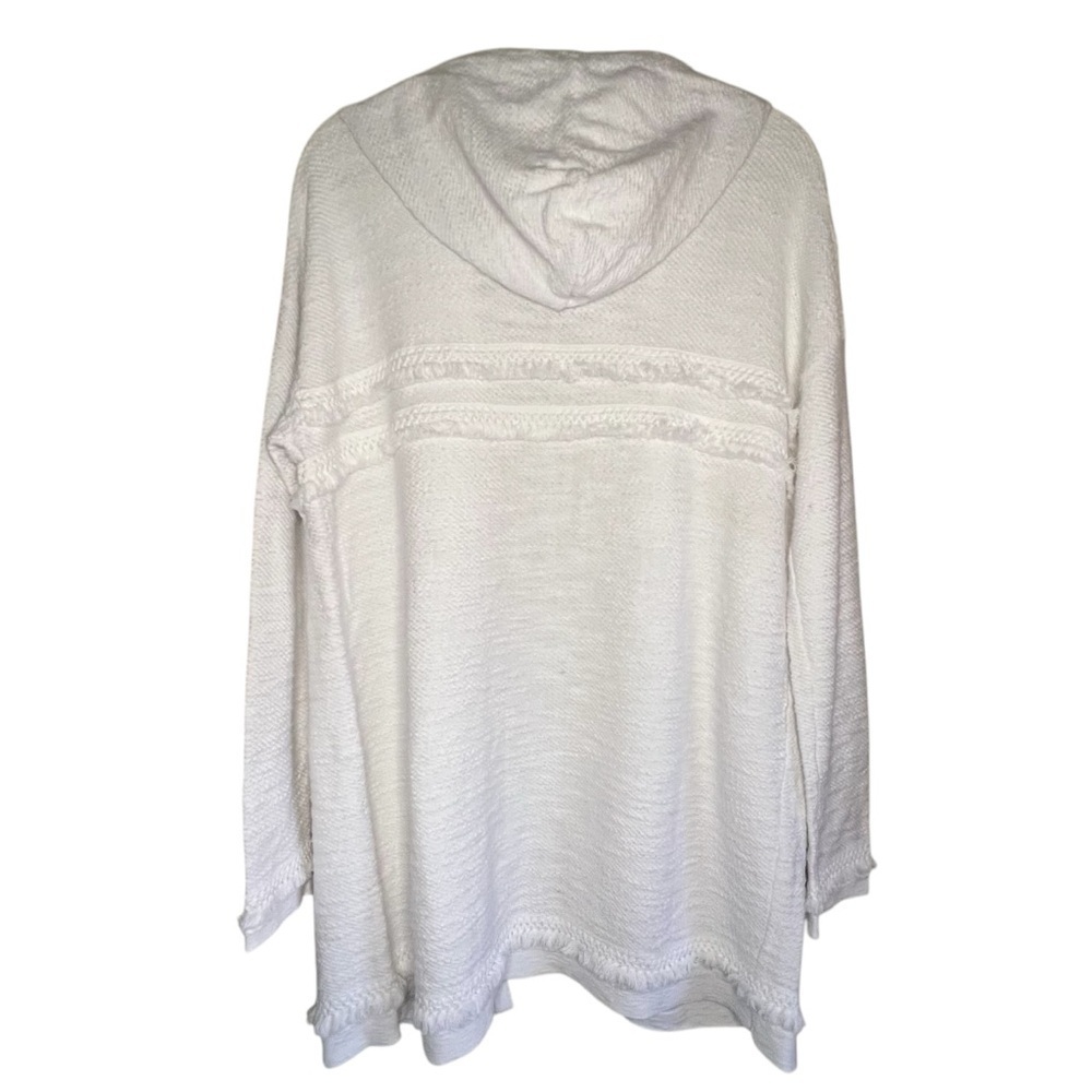 J. Jill 100% Cotton Open Front Long Line Fringed Hoodie Size Small NWT - Picture 8 of 9